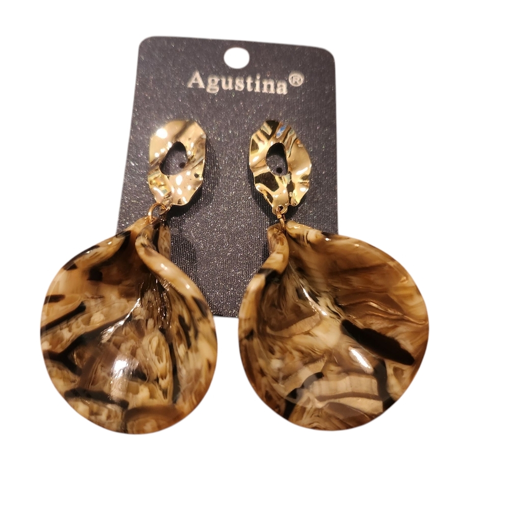 Agustina Gold and Brown Earrings